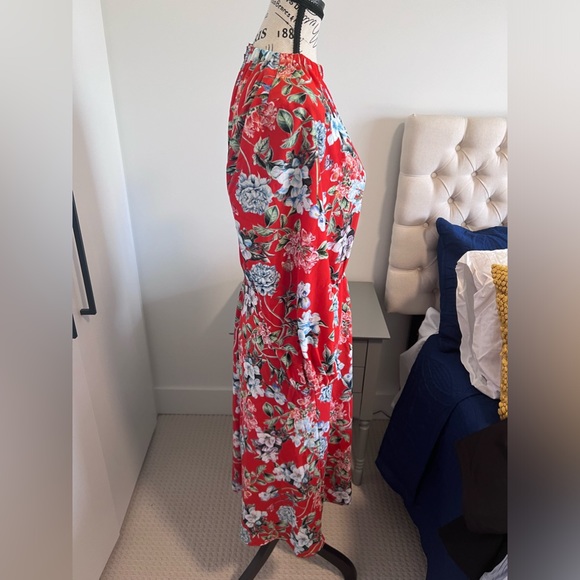 Midi Red Floral Dress - Picture 3 of 6